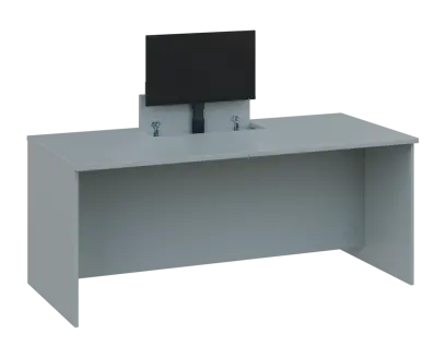 PLVM 18 - 18 stůl kancelářský s výsuvem (1x) monitoru, dřevěná podnož, deska 18 mm, široký 1800 mm, šedá